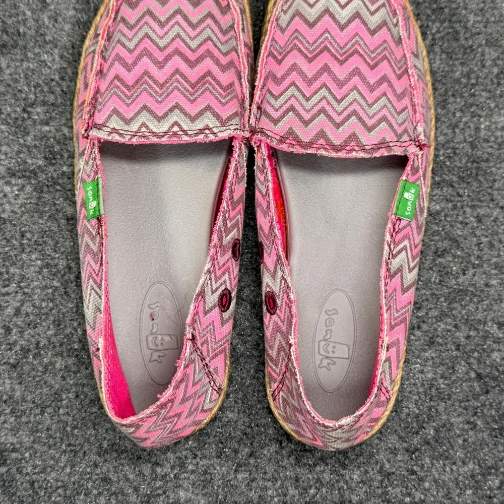 Sanuk Slip On Shoes Women's 6 Pink Purple Canvas Espadrille Summer Flats